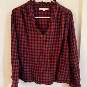 XiRENA Checkered Red and Black Blouse